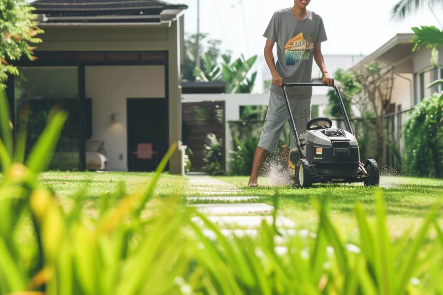 best cordless lawn mower with battery and charger